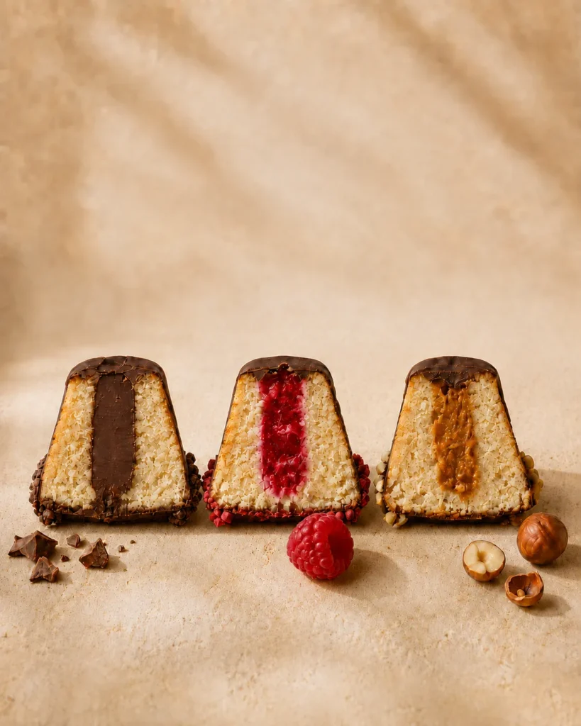 Trio les volcans classiques chocolat framboise praliné – Z Pâtisserie